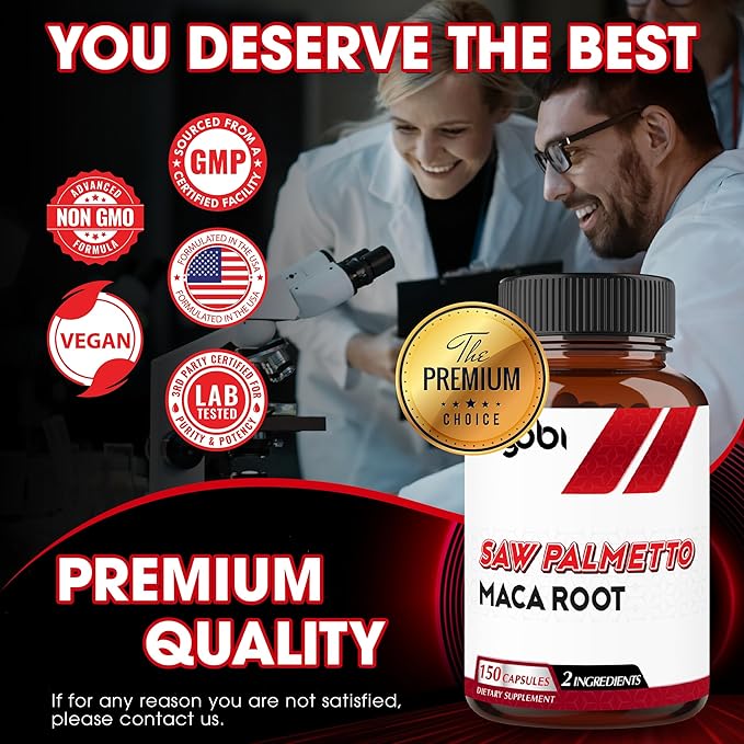 agobi Saw Palmetto Supplement with Maca Root - High Extract Support for Hair Health, Restful Mood, Immune System & Energy Production - 150 Veggie Capsules