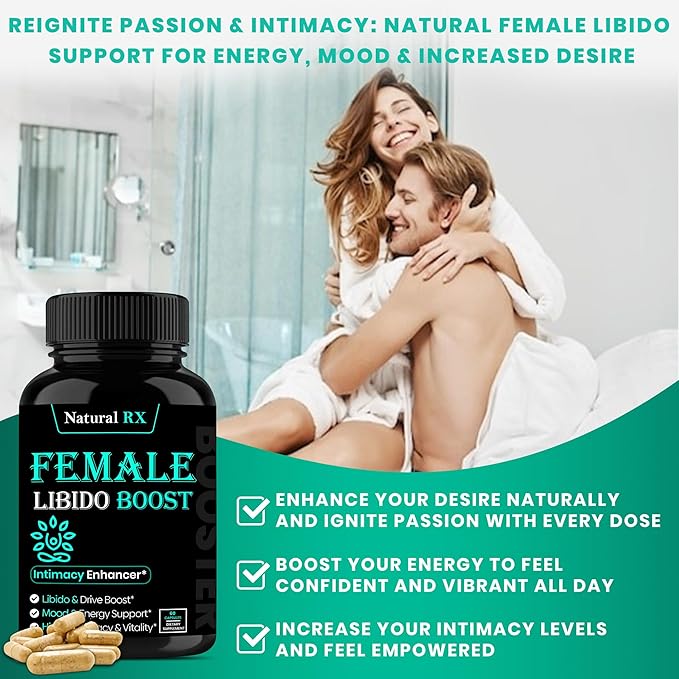 Fast Acting Female Libido Booster | Female Enhancement, Long Lasting, Hormonal Balance | High Intimacy, Increases Drive and Mood with Maca Root, Ginseng, Tribulus, Gingko| Non GMO USA Made 60 Capsules