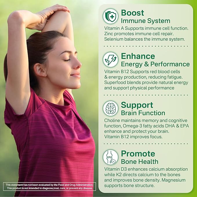 Vegan Multivitamin for Women & Men (Made in USA) w/ Methyl B12, D3 K2, Plant Based Omega 3 (DHA+EPA), Iron, Choline, Zinc, Whole Food Daily Vitamins Gummies for Vegans & Vegetarians, Sugar Free, 60Cts