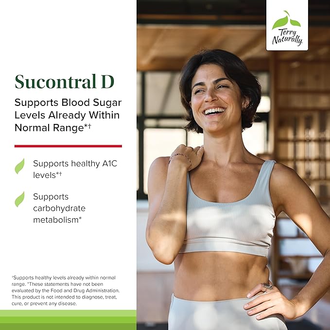 Terry Naturally Sucontral D - B-Complex & Folate Supplement - Carbohydrate Metabolism Support - Vitamin & Mineral Supplement with Zinc & Chromium - 60 Capsules (Pack of 2)