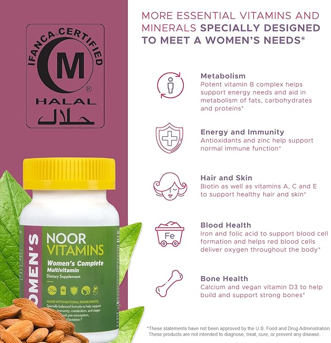 Noor Vitamins Women's Multivitamin and Omega Fish Oil Supplement Bundle