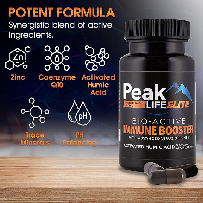 Immune Defense 3-in-1 Supplement with Humic Acid, Zinc, CoQ10, and Ionic Trace Minerals for Daily Energy, Health, and Vitality - Multimineral Vitamins for Men & Women - 30 Capsules