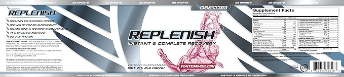 Nutrition Replenish Instant & Complete Recovery (Post Workout Formula, 11g of BCAAs & EAAs, 20g Whey Protein, 1000mg Creatine MagnaPower, Zero Refined Sugars) – 2lb Jar – Watermelon