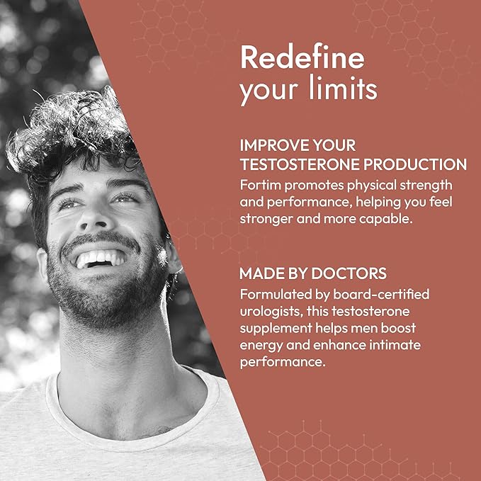 Fortim - Testosterone Support Supplement | Made by Doctors | for Vitality and Hormonal Health | with Fenugreek, L-Citrulline, Tongkat Ali | for Energy, Endurance, and Stamina | 60 Capsules