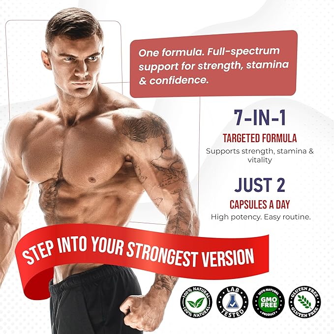 8IN1 Ultra Test Support with Tribulus Terrestris, Tongkat Ali, Maca Root, Beet Root, L-Arginine, Vitamin D3 - Strength, Stamina & Muscle Growth Support (90 Count (Pack of 1))
