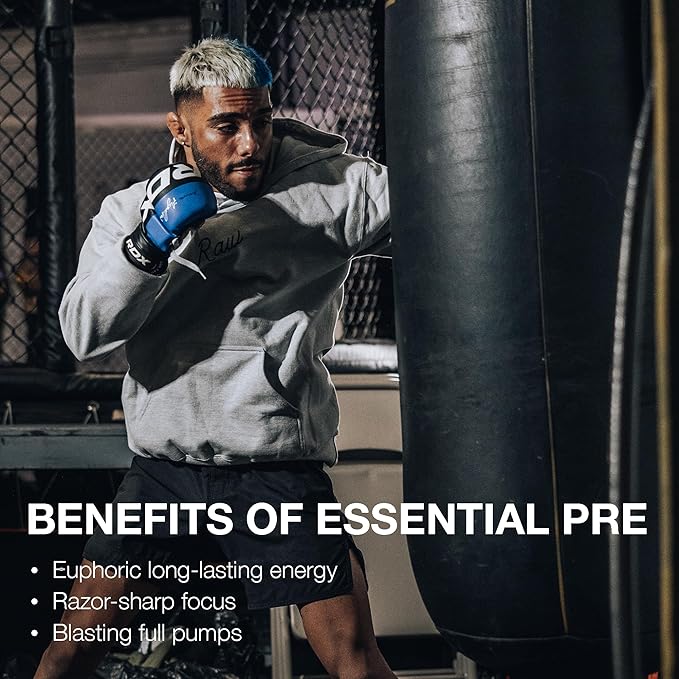 RAW Nutrition - Essential Pre - Chris Bumstead Pre Workout Formula, Sports Nutrition Pre-Workout Powders | Men & Womens Drink, Energy Powder for Working Out (Blue Raspberry)