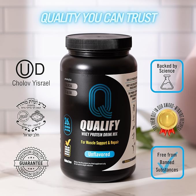 Unflavored Whey Protein Powder. Post Workout Recovery Drink, Gluten & Sugar Free, Highly Kosher, 25g Protein. Essential Amino Acids - 5.5g BCAA, 2.7g Leucine, 1.4g Isoleucine, 1.4g Valine 26.4 Ounce