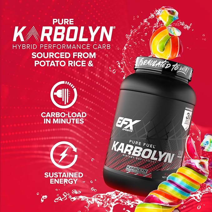 EFX Sports Karbolyn Fuel | Fast-Absorbing Carbohydrate Powder | Carb Load, Sustained Energy, Quick Recovery | Stimulant Free | 35 Servings (Rainbow Candy)