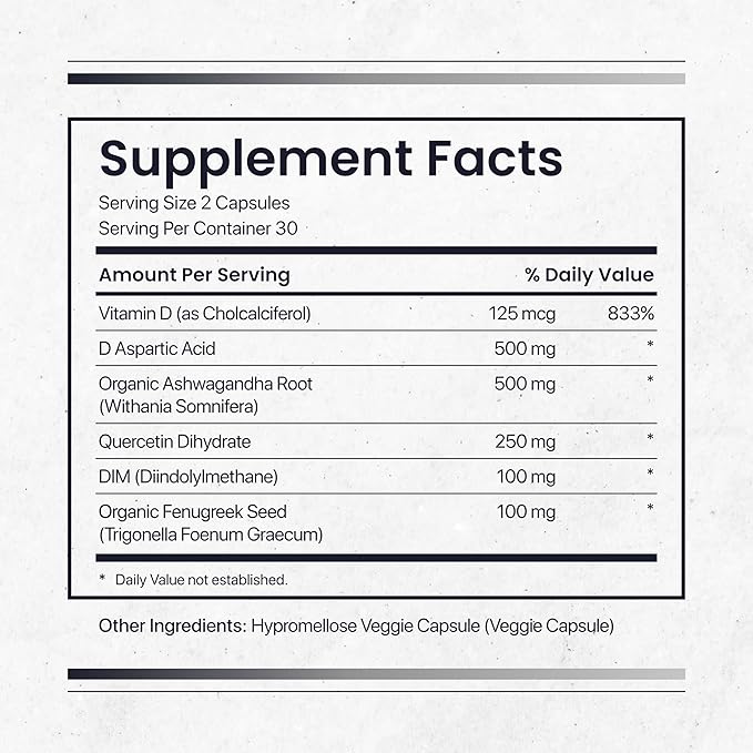 Nature's Pure Blend Peak Performance – Testosterone Supplement for Men with D-Aspartic Acid, Ashwagandha & DIM – Mens Prostate Health Support, Muscle Strength & Energy – Prostate Supplement