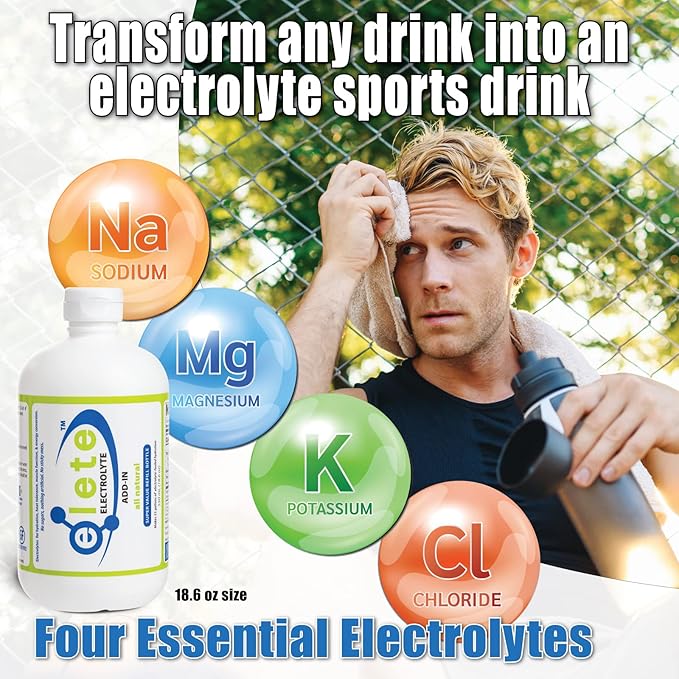 elete Electrolyte Add-in Hydration Drops | Sodium, Magnesium, Potassium & Trace Minerals | Unflavored, All Natural | Leg and Muscle Cramp Relief | Transform Any Drink into a Sports Drink, 18.6oz