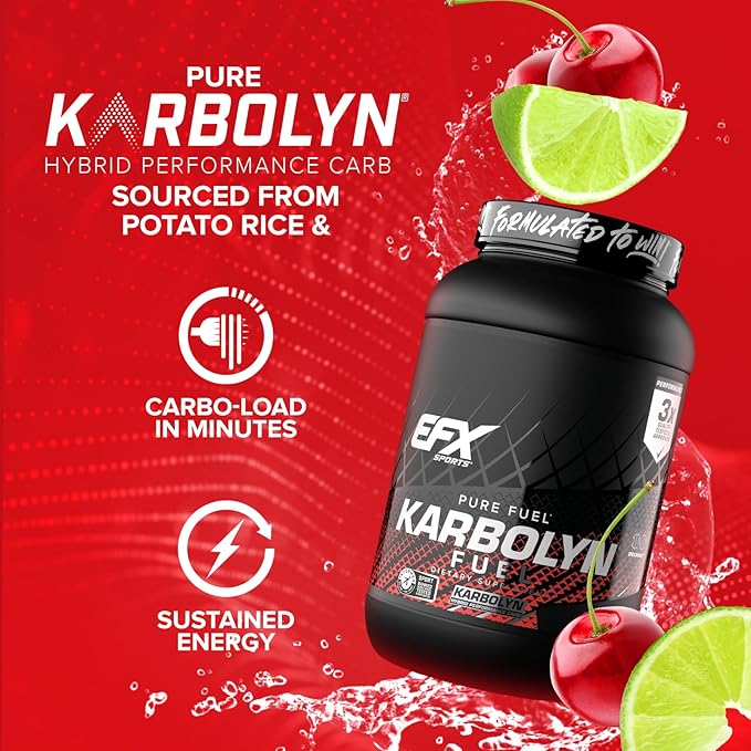 EFX Sports Karbolyn Fuel | Fast-Absorbing Carbohydrate Powder | Carb Load, Sustained Energy, Quick Recovery | Stimulant Free | 37 Servings (Cherry Limeade)