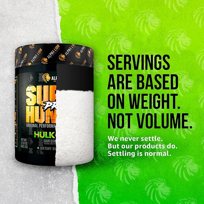 ALPHA LION Superhuman Pre Workout Powder, Beta Alanine, L-Taurine & Tri-Source Caffeine for Sustained Energy & Focus, Nitric Oxide & Citrulline for Pump (21 Servings, Green Gummy Bear Flavor)