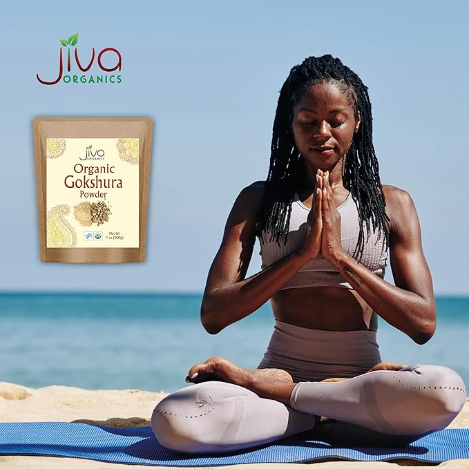 Jiva Organics Gokshura Powder 7 Ounce Bag - Non-GMO, Pure, Full Spectrum Tribulus - Indian Origin
