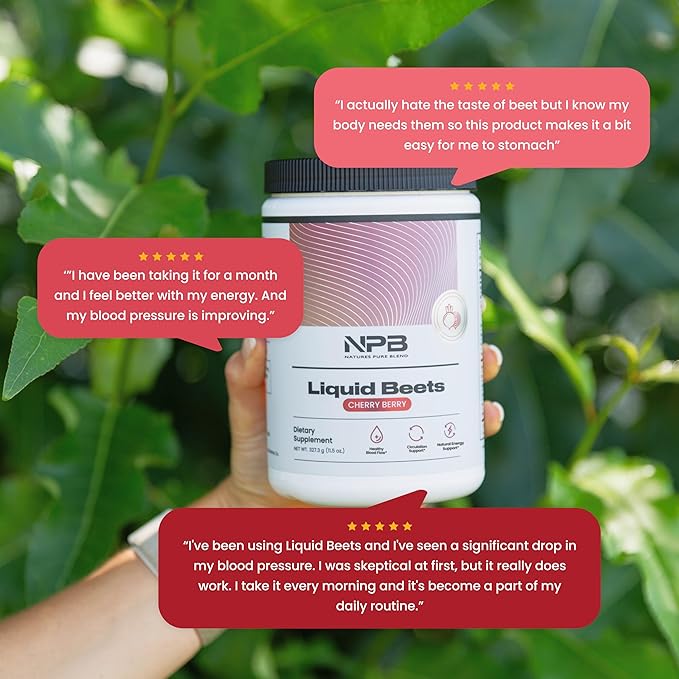 Nature's Pure Blend Organic Beet Root Powder – Nitric Oxide Booster L-Arginine – Liquid Beets for Blood Flow Circulation & Energy – Pre-Workout Endurance Support – 8,000 MG