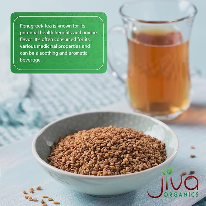 Jiva Organics Organic Fenugreek Seeds Whole 1 Pound Jar - Methi Seed for Cooking, Sprouting & Beauty Care
