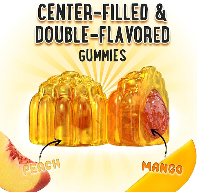 Center-Filled Height Growth Increase Gummies - Grow Taller Supplement Vitamins for Kids & Teens with Calcium, Astragalus, D3, K2, L-Arginine, Glutamine & Omithine HCI - 60 Count