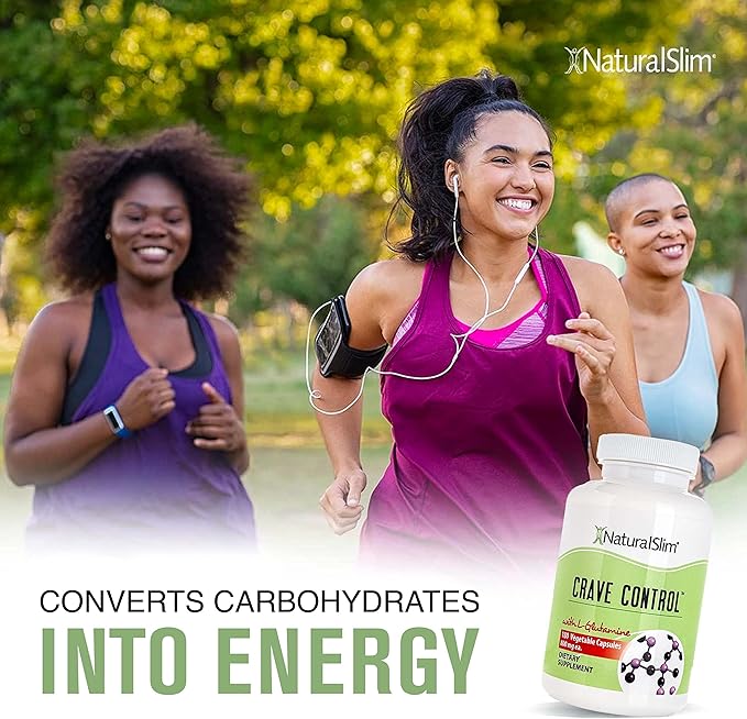 NaturalSlim Natural Appetite Suppressant - Craving Blocker Sugar & Refined Carbs Crave Control - Energy & Metabolism Booster with L Glutamine & Thiamine B1 Supplement - 180 Vegetable Capsules