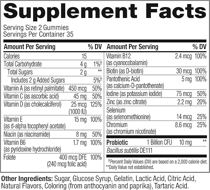OLLY Multi + Probiotic Adult Multivitamin Gummy, 1 Billion CFUs, Digestive and Immune Support Chewable Supplement, Tropical Twist, 35 Day Supply - 70 Count