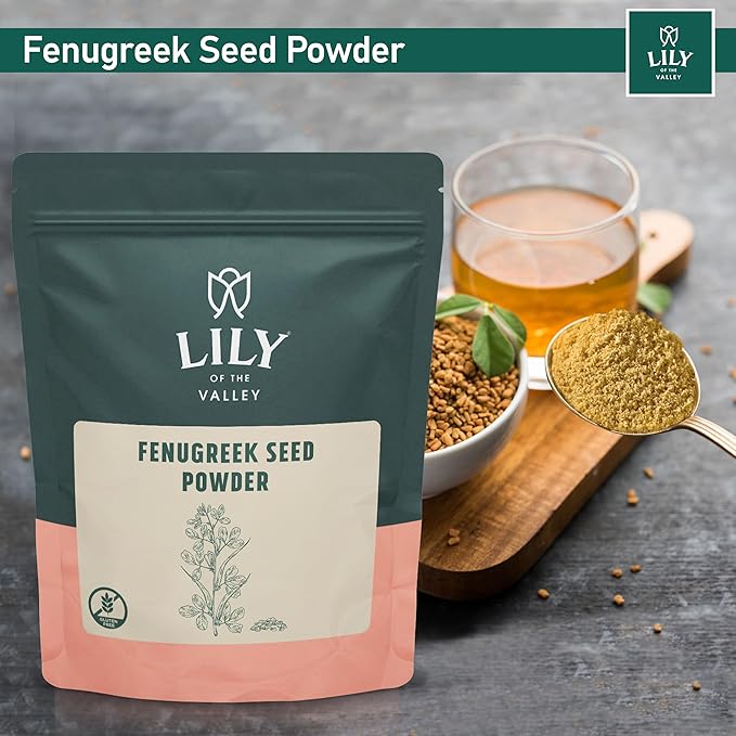 Lily of the Valley Fenugreek Seed Powder - 100% Raw Methi Seeds Ground - Ideal for Cooking & Meat Seasoning - Trigonella Foenum Graecum - Gluten Free - Packed in Resealable Ziplock Pouch (8oz, 226g)