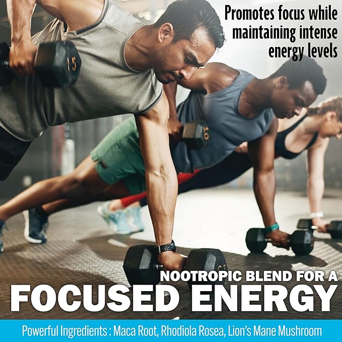 Pre Workout Gummies, Supports Energy Levels, Boosts Performance, Beta Alanine, Green Tea Extract, Nootropic Blend for Focus, Natural Beet Root, Blue Raspberry, 60 Gummies, 30 Servings