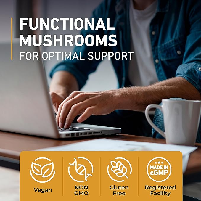 Mushroom Gummies 10 Blend 120 pcs - Lions Mane, Ashwagandha, Turkey Tail, Cordyceps, Chaga, Reishi Mushroom Complex - Mushroom Supplement for Immune, Energy, Clarity & Cognitive