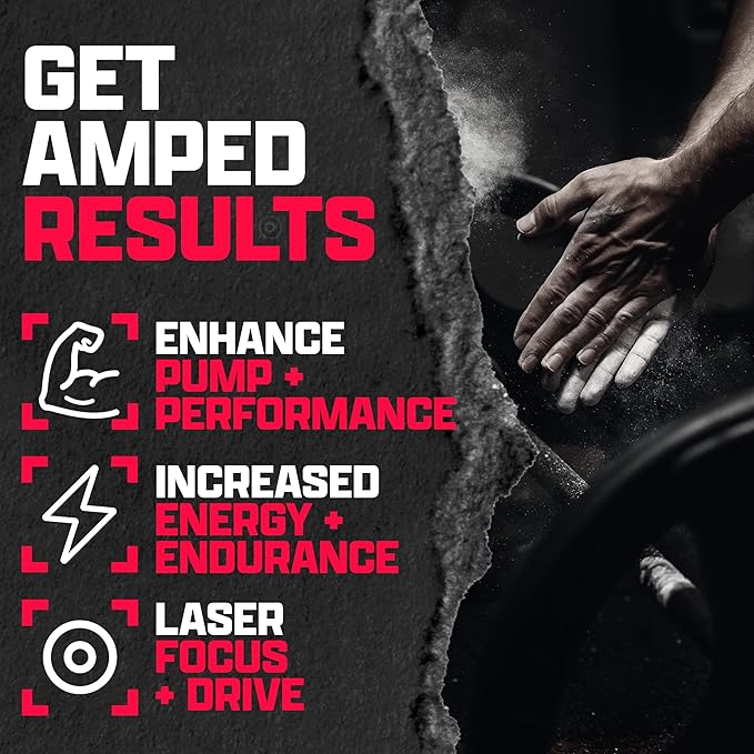 OUTLIFT Amped Max Dosed HIGH STIM Pre Workout Powder, 6G Citrulline, 3.2G Beta Alanine, Alpha GPC, CognatiQ, Extreme Energy, Massive Pumps, Strength, Electrolytes, Nootropics, Fruit Punch, 22 Servings