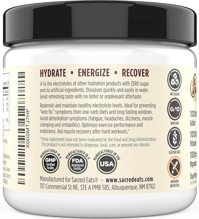 Keto Electrolyte Powder & Hydration Supplement | 1000mg Potassium & Sodium, 150mg Magnesium | No Sugar & Stevia, Sweetened with Monk Fruit Only | Natural Raspberry Lemon (30 Servings)