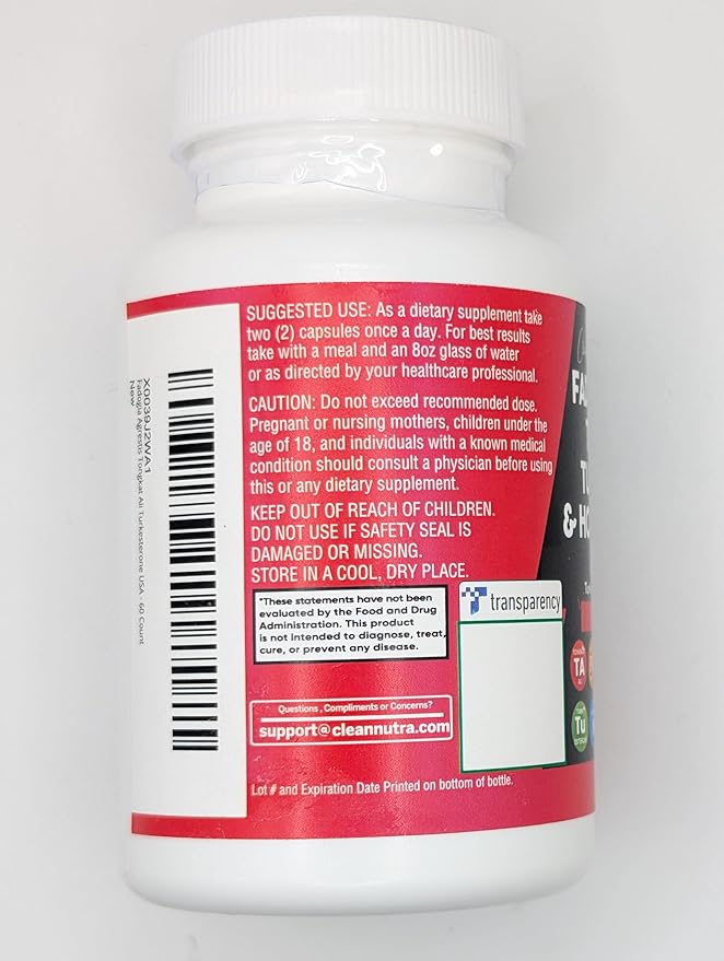 Clean Nutraceuticals Fadogia Agrestis Tongkat Ali Turkesterone Supplement with Horny Goat Weed, Saw Palmetto, Maca Root, Siberian Ginseng, Tribulus Terrestris, Fenugreek, Wild Yam - 60 Count