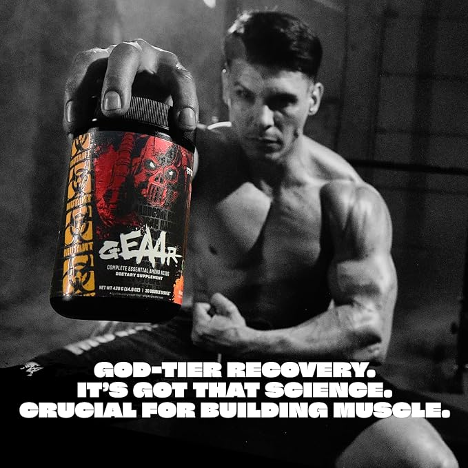 Mutant GEAAR - 9.4g of EAA Powder + Arginine, 7g BCAAs, 4g Leucine, Electrolytes, Coconut Water, 30 Servings - Blue Raspberry