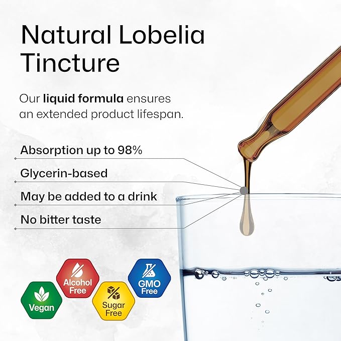 BIO KRAUTER Lobelia Tincture - Vegan Lobelia Extract - Alcohol & Sugar Free Respiratory Support Supplement - 2 Fl.Oz.