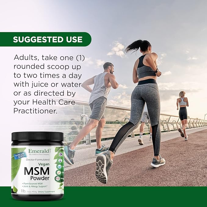Emerald Labs MSM Powder - Plant-Sourced Methylsulfonylmethane Supplement for Liver Detox, Joint Health, Skin Health & More - Vegan, Gluten-Free - 16 oz