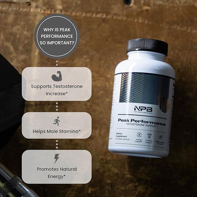 Nature's Pure Blend Peak Performance – Testosterone Supplement for Men with D-Aspartic Acid, Ashwagandha & DIM – Mens Prostate Health Support, Muscle Strength & Energy – Prostate Supplement