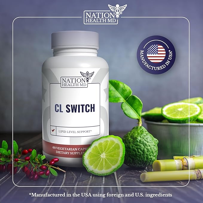 CL Switch – Heart Wellness Supplement – Supports Healthy Cholesterol Levels & Blood Pressure Already in Normal Range* – with Citrus Bergamot, Berberine, Red Yeast Rice & More – 60 Capsules