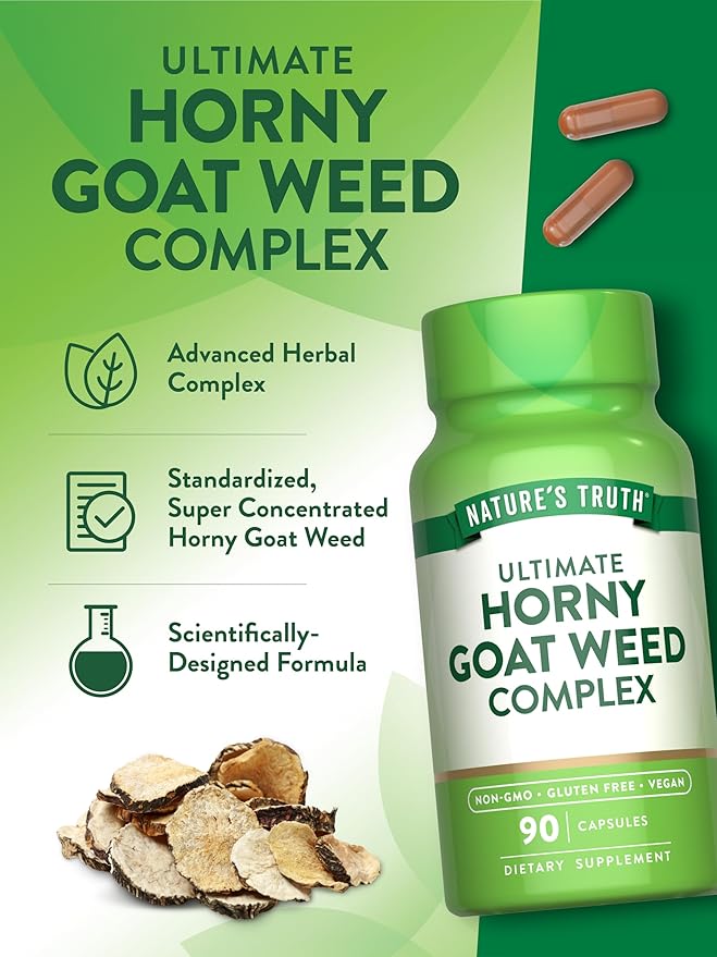 Nature's Truth Horny Goat Weed Complex | 90 Capsules | with Maca Root | Vegan, Non-GMO & Gluten Free Herbal Supplement