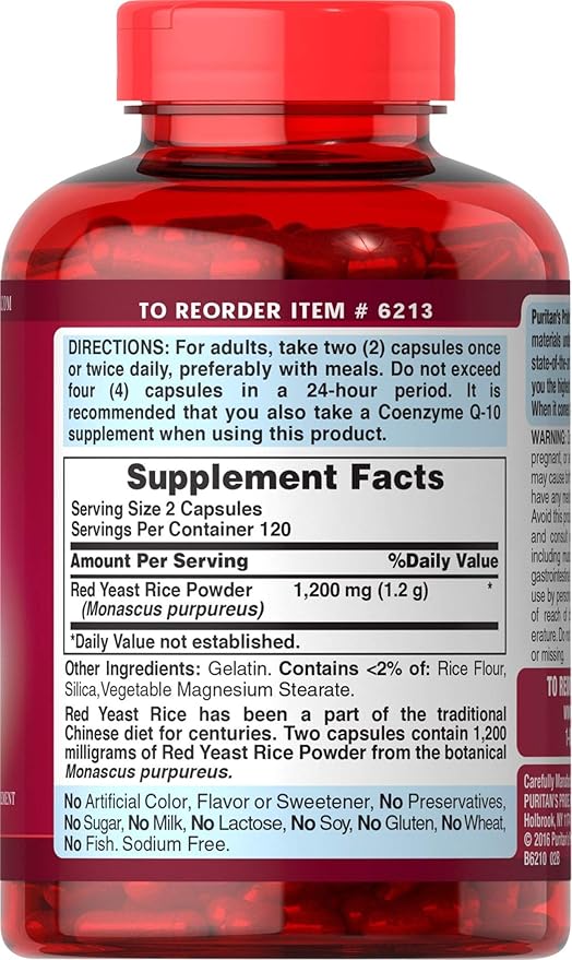 Puritan's Pride Doctors Trust® Red Yeast Rice 600mg, Dietary Supplement, 240 Rapid Release Capsules