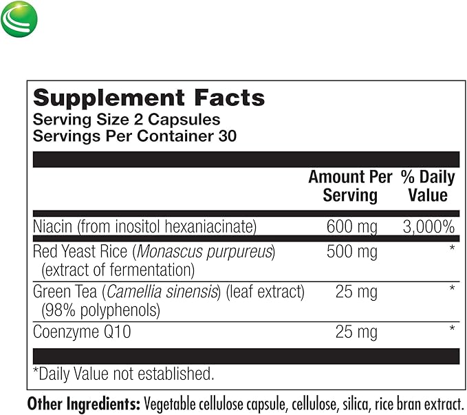 Nutra Biogenesis BioLipotrol - Red Yeast Rice CoQ10 Supplement for Cellular Energy Support, Coenzyme Q-10 & Niacin - 60 Capsules