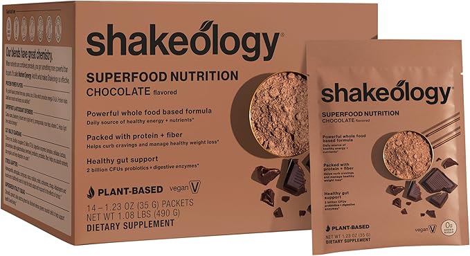 BODi Shakeology 0g Added Sugar Plant Based Protein Powder Blend, Gluten-Free Shake with Vitamins and Minerals – Helps Support Healthy Weight Loss, Lean Muscle, Gut Health, Chocolate- 14 Servings