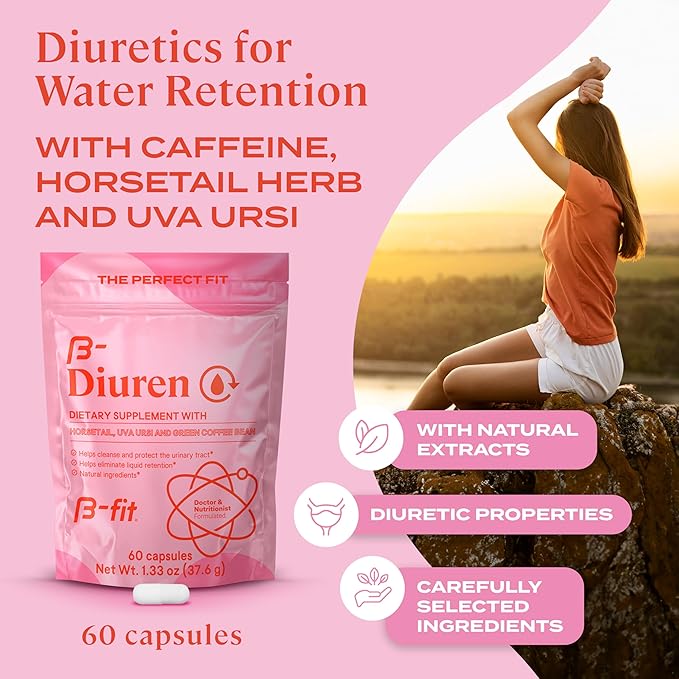 Diuren - Diuretic Capsules with Caffeine, Horsetail Herb and Uva Ursi - 60 Capsules with Natural Extracts - Horsetail Supplement - Best Diuretics for Water Retention