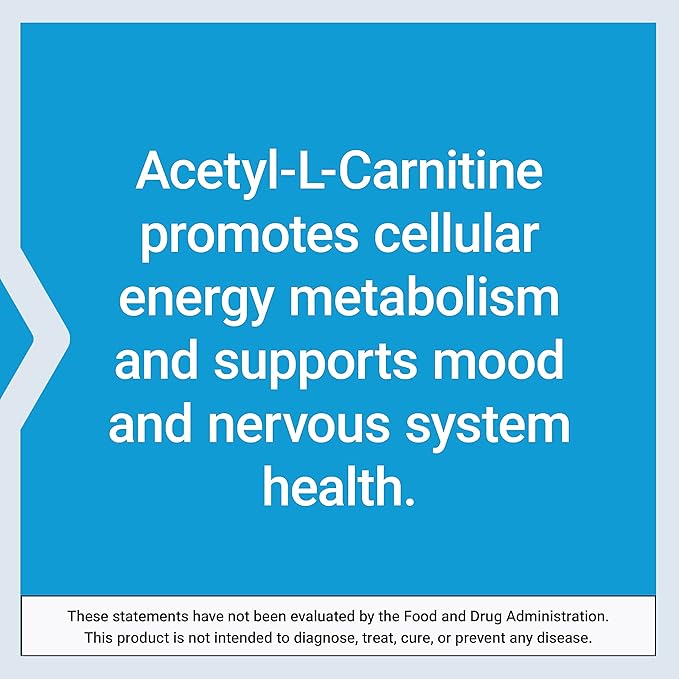 Life Extension Acetyl-L-Carnitine, Acetyl-L-Carnitine, Vitamin C, Brain, Mood & Nerve Health, Cellular Energy, 3-Month Supply, Gluten-Free, Non-GMO, Vegetarian, 100 Capsules