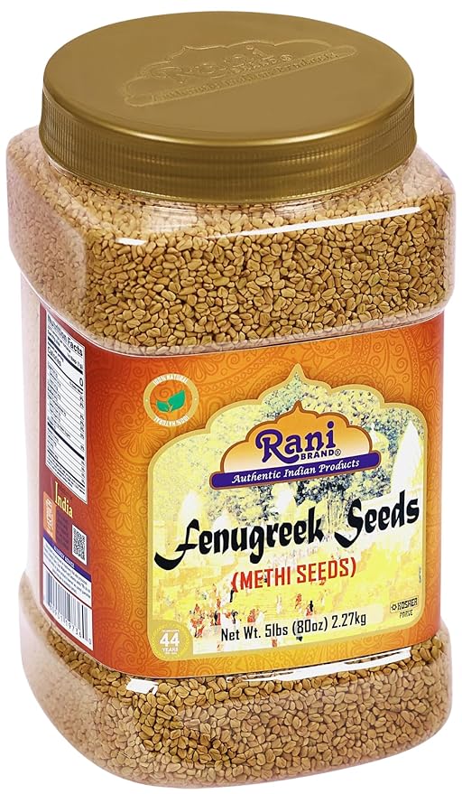 Rani Fenugreek (Methi) Seeds Whole 80oz (5lbs) 2.27kg Bulk PET Jar, Trigonella foenum graecum ~ All Natural | Vegan | Gluten Friendly | Non-GMO | Kosher | Indian Origin, used in cooking & Ayurvedic