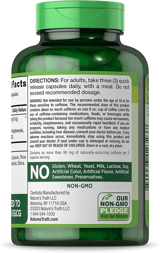 Nature's Truth EGCG Green Tea Extract Capsules | 180 Pills | Non-GMO & Gluten Free Supplement