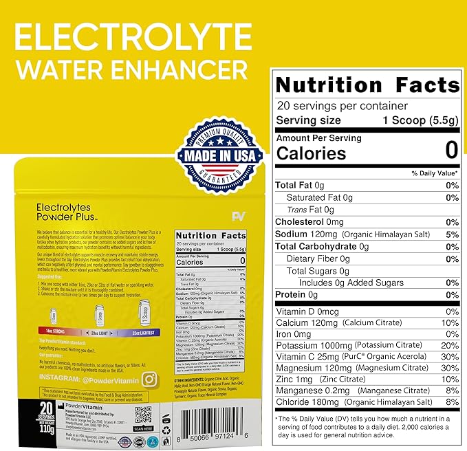 Electrolytes Powder Plus (20 Servings) Orange Pineapple Electrolyte Powder Zero Calorie Keto,0 Sugar, No Maltodextrin,1000mg Potassium,120mg Calcium,120mg Magnesium, Pink Himalayan Salt