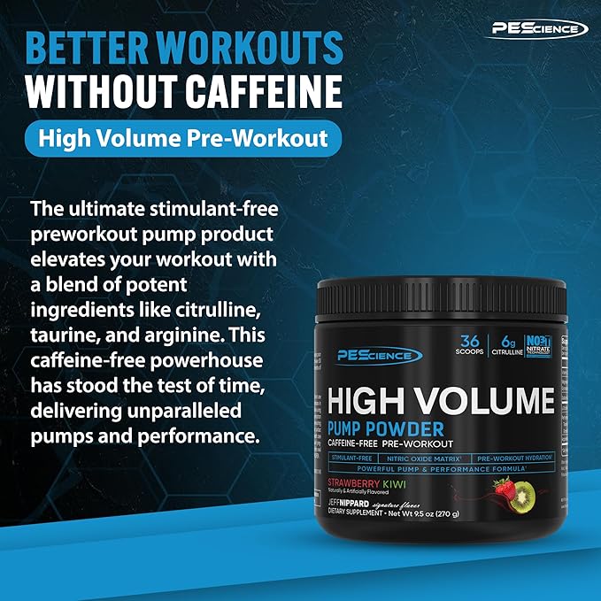 PEScience High Volume Stim-Free Pre Workout, Nitric Oxide Booster with L Citrulline & L Arginine Nitrate, Non-Stim Preworkout for Men and Women, 36 Scoops, Raspberry Lemonade