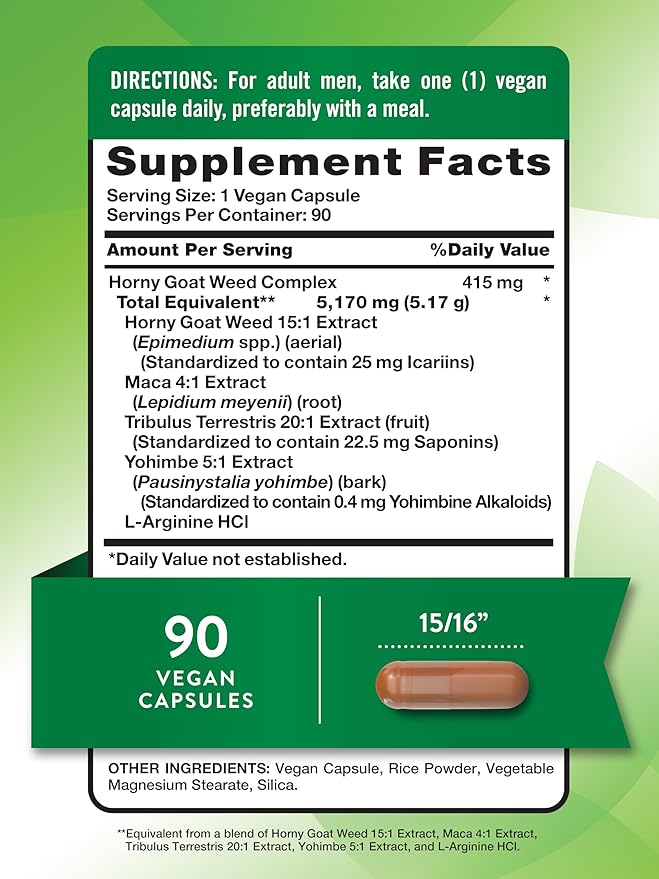 Nature's Truth Horny Goat Weed Complex | 90 Capsules | with Maca Root | Vegan, Non-GMO & Gluten Free Herbal Supplement