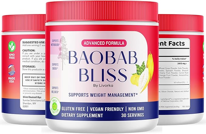 (2 Pack) Baobab Bliss Powder, Baobab Bliss Organic Powder, Baobab Bliss Powder All Natural Fiber Supplement, Baobab Bliss Fruit Powder, Baobab Bliss Powder Organic Review, 60 Servings For 2 Months