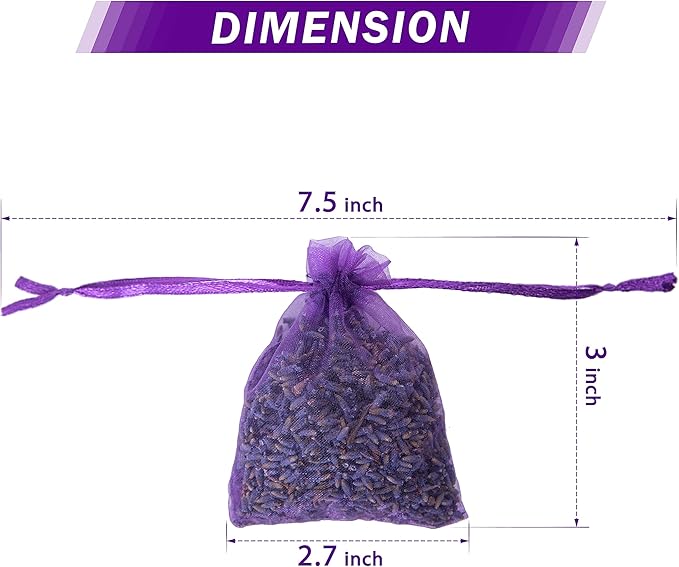French Lavender Sachets for Drawers and Closets Fresh Scents, Set of 24, Home Fragrance Sachet for Wardrobes Closets, Purple, LV-C-24-1
