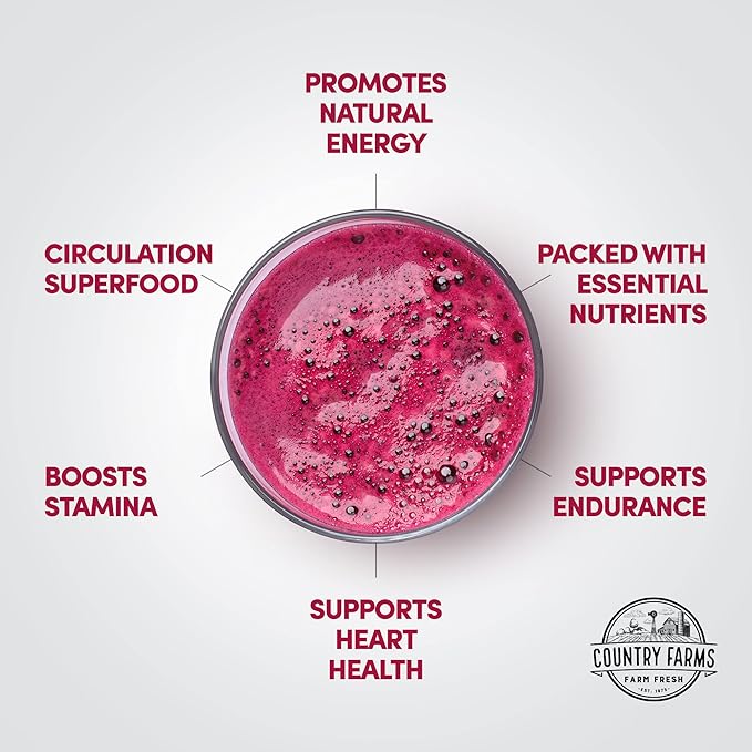 COUNTRY FARMS Bountiful Beets Powder, Wholefood Beet Extract Superfood, Natural Nitric Oxide Booster, Helps Support Healthy Circulation and Promote Energy, Natural Pump, Cherry Flavor, 60 Servings