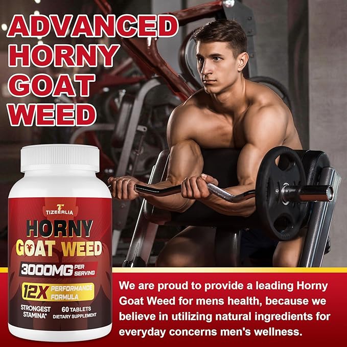 Hornygoatweed for Men, 12 in 1 Horny Goat Weed, Maximum Strength Male Enhancing Supplement with Maca Root, Tongkat Ali, Panax Ginseng, Saw Palmetto, for Hormone, Stamina, Performance, Energy, 60 Count