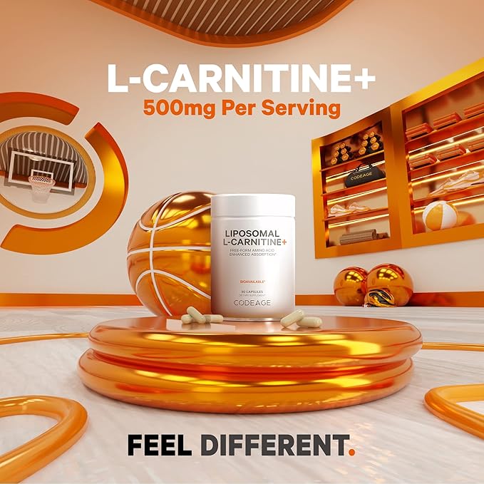 Codeage Liposomal L-Carnitine+ Supplement - 500 mg L-Carnitine L-Tartrate per Serving - Free-Form Amino Acid - Carnitine - Liposomal Delivery - Vegan, Non-GMO, Gluten-Free - 90 Capsules