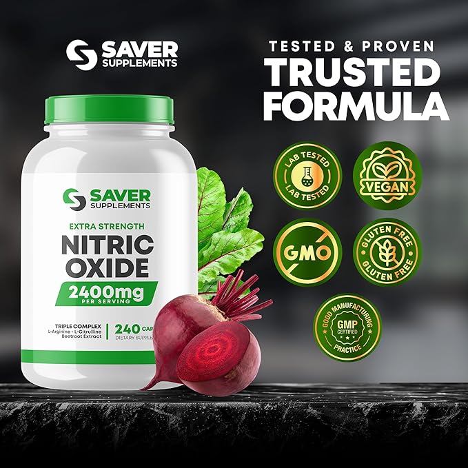 Nitric Oxide Supplement 2400mg with L-Arginine, L-Citrulline and Beet Root Extract, 240 Capsules